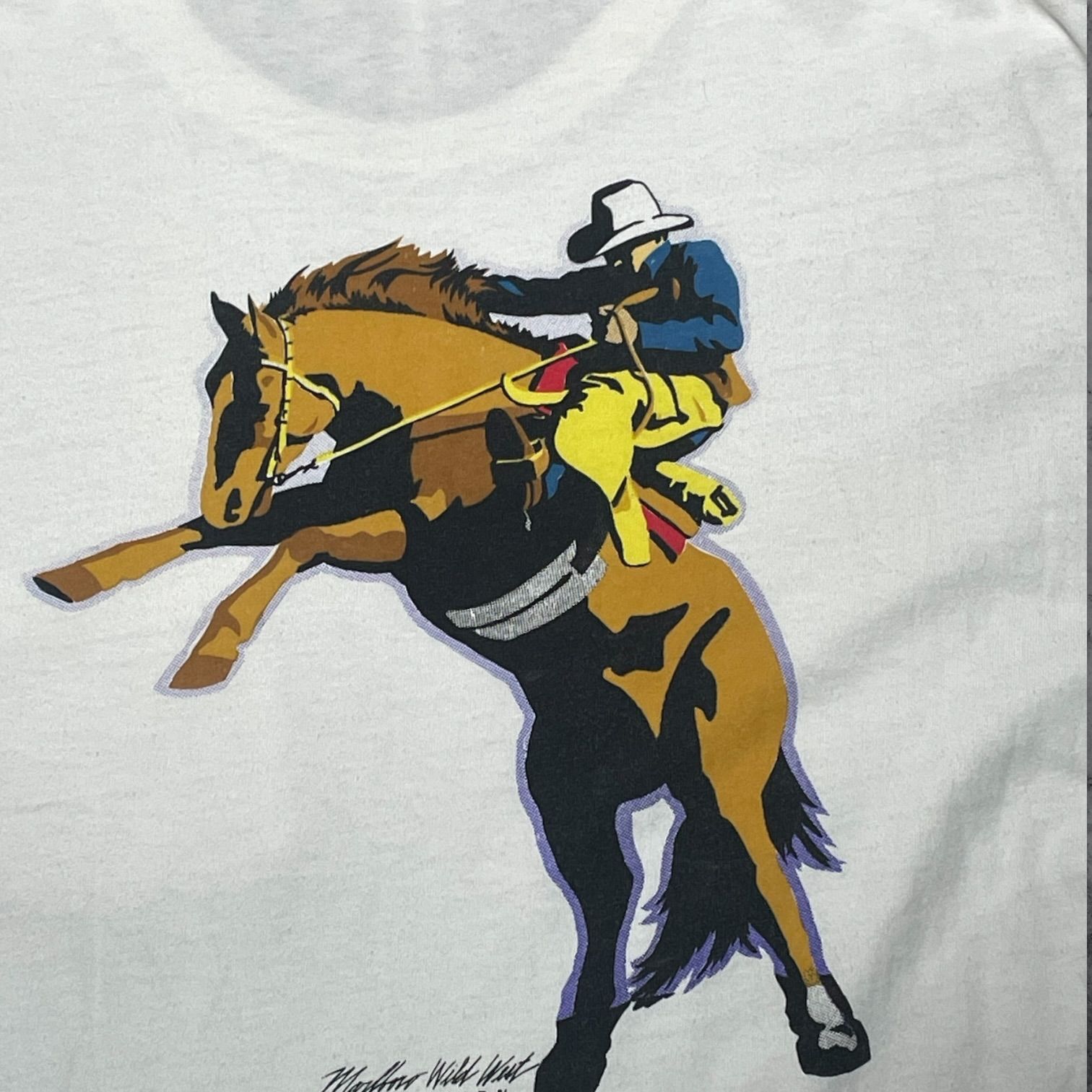 90s ビンテージ Marlboro マルボロ Wild West ワイルドウエスト ポケット付き Tシャツ ホワイト メンズ