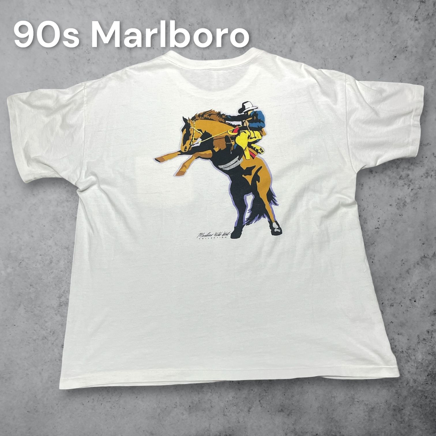 90s ビンテージ Marlboro マルボロ Wild West ワイルドウエスト ポケット付き Tシャツ ホワイト メンズ
