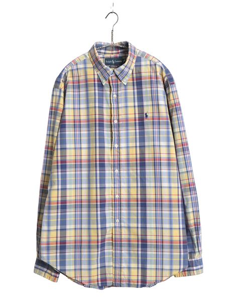 00s ラルフローレン マドラス チェック 長袖 ボタンダウン シャツ メンズ XL オールド ポロ 長袖シャツ コットン ワイシャツ 大きいサイズ