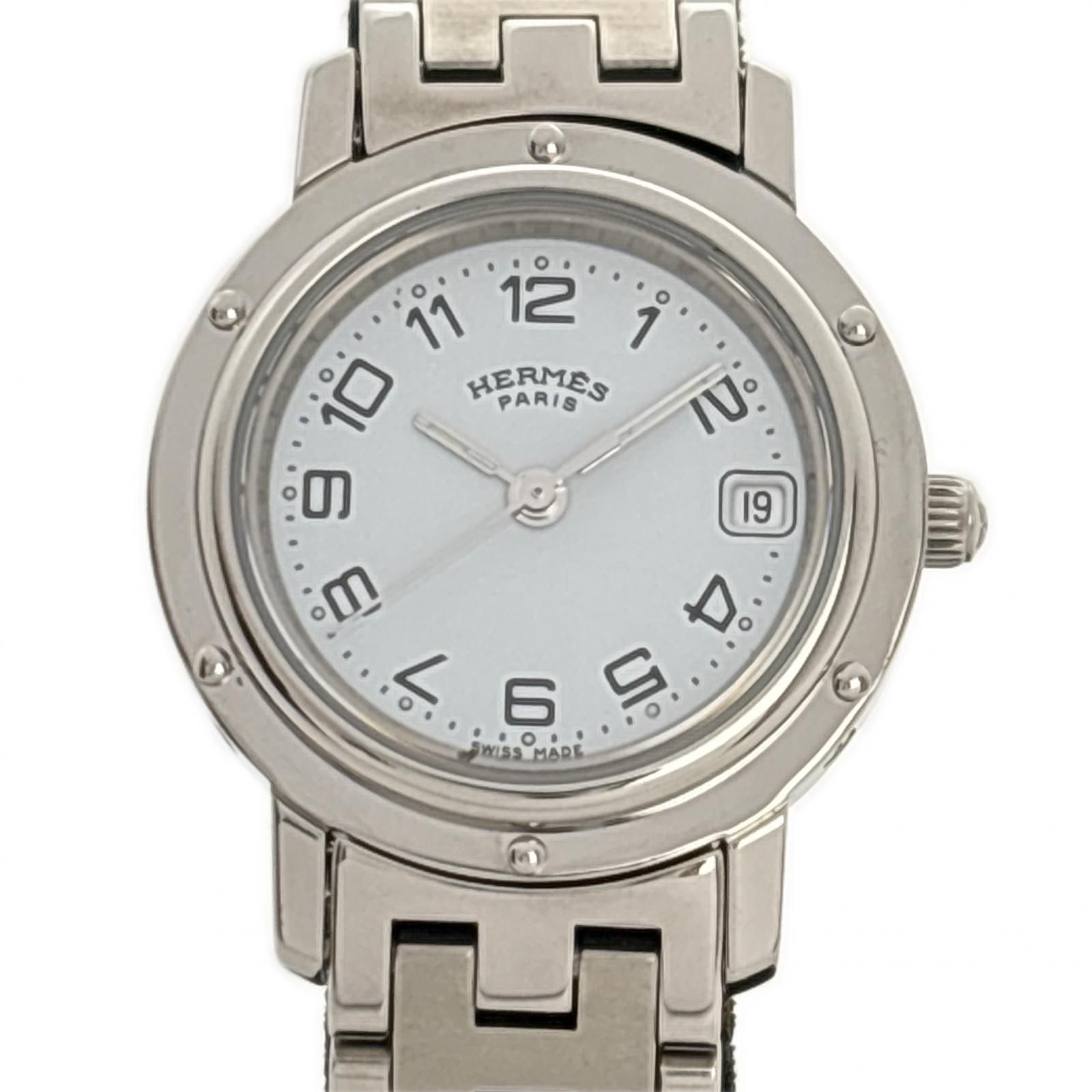 HERMES エルメス クリッパー CL4.210 ホワイト 腕時計 ステンレススチール レディース クオーツ 2148104028037 【中古】200