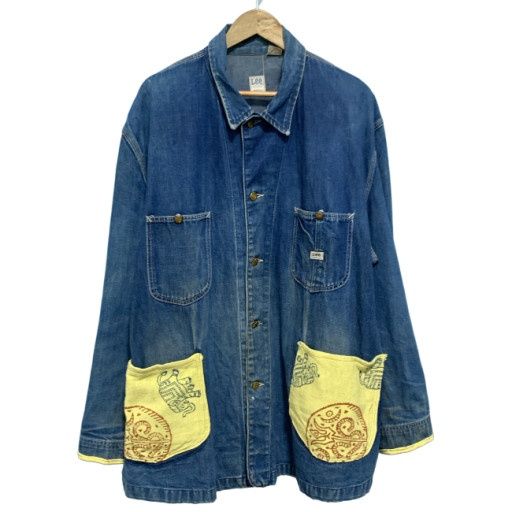【中古】　Lee　カバーオール　70s vintage　70年代　OLD　デニムジャケット　フルボタン　オーバーサイズ　USA製　アメカジ　古着　/5635