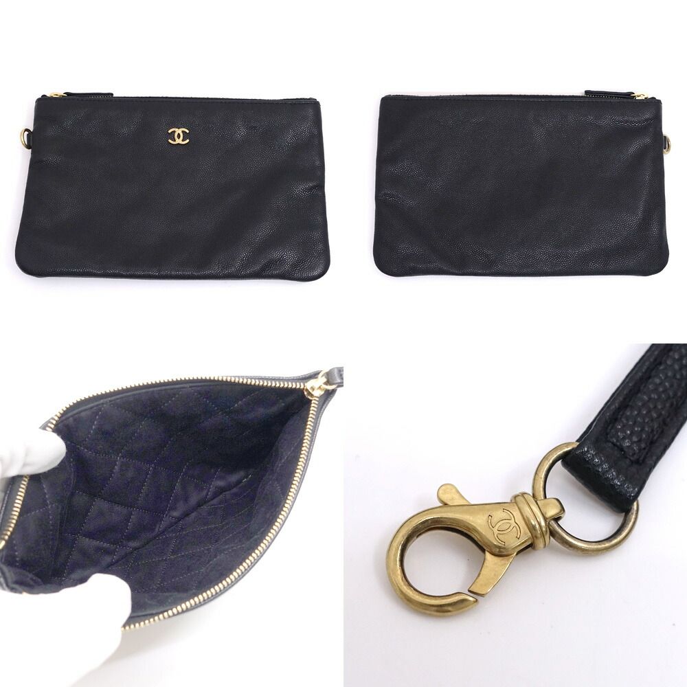 【栄】シャネル CHNEL22 スモール 2WAYバッグ ハンド/ショルダー キャビアスキン ランダムシリアル ブラック ゴールド金具 レディース AS3260