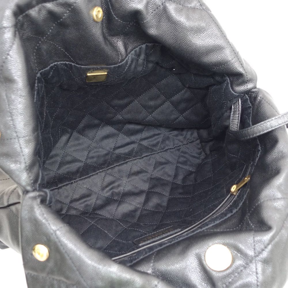【栄】シャネル CHNEL22 スモール 2WAYバッグ ハンド/ショルダー キャビアスキン ランダムシリアル ブラック ゴールド金具 レディース AS3260
