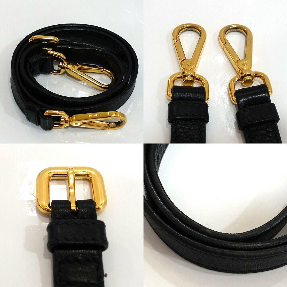 【栄】プラダ ギャザーバッグ 2WAYバッグ ハンド/ショルダー BN1789 レザー ブラック ゴールド金具 レディース
