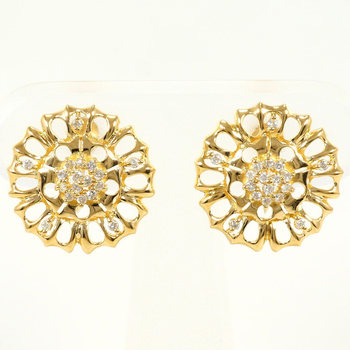 K18YG イヤリング clip-on earrings ダイヤモンド 0.12ct 鑑別書 総重量約3.5g