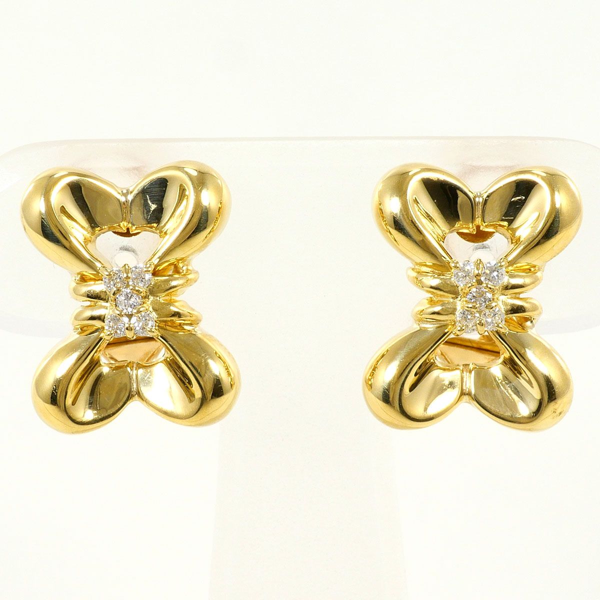 K18YG イヤリング clip-on earrings ダイヤモンド 0.07ct 鑑別書 総重量約3.8g