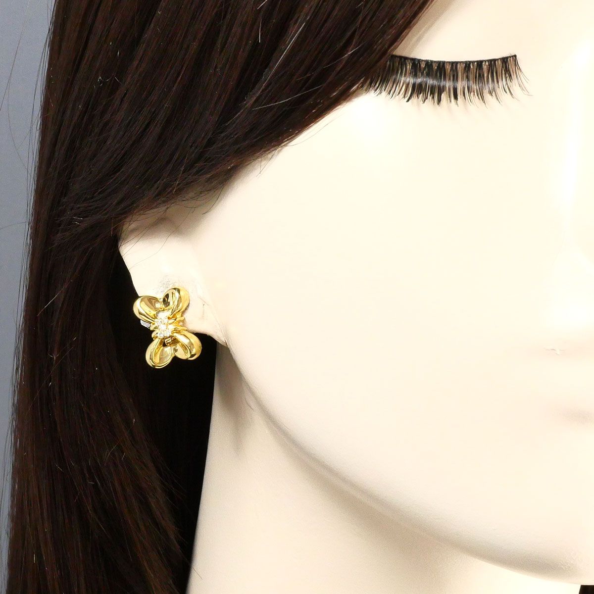 K18YG イヤリング clip-on earrings ダイヤモンド 0.07ct 鑑別書 総重量約3.8g K18YG イヤリング clip-on earrings ダイヤモンド 0.07ct 鑑別書 総重量約3.8g