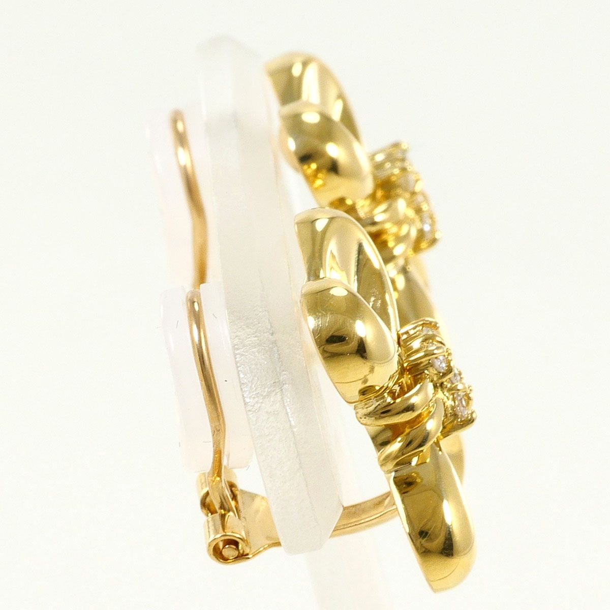 K18YG イヤリング clip-on earrings ダイヤモンド 0.07ct 鑑別書 総重量約3.8g K18YG イヤリング clip-on earrings ダイヤモンド 0.07ct 鑑別書 総重量約3.8g
