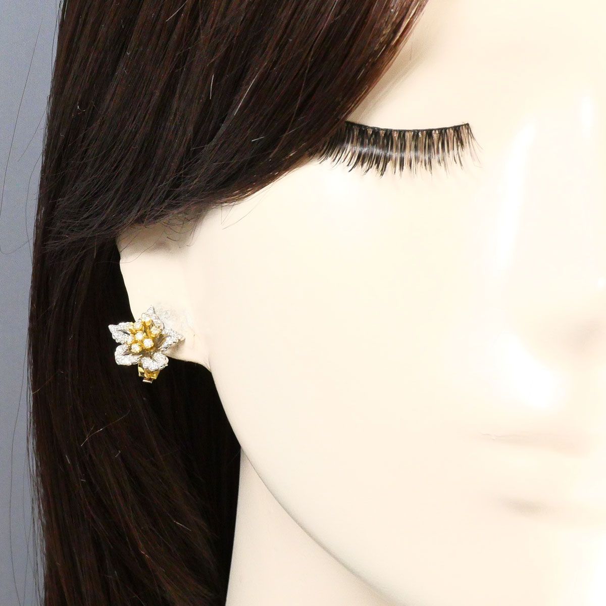 K18YGWG イヤリング clip-on earrings ダイヤモンド 0.85ct 鑑別書 総重量約7.1g