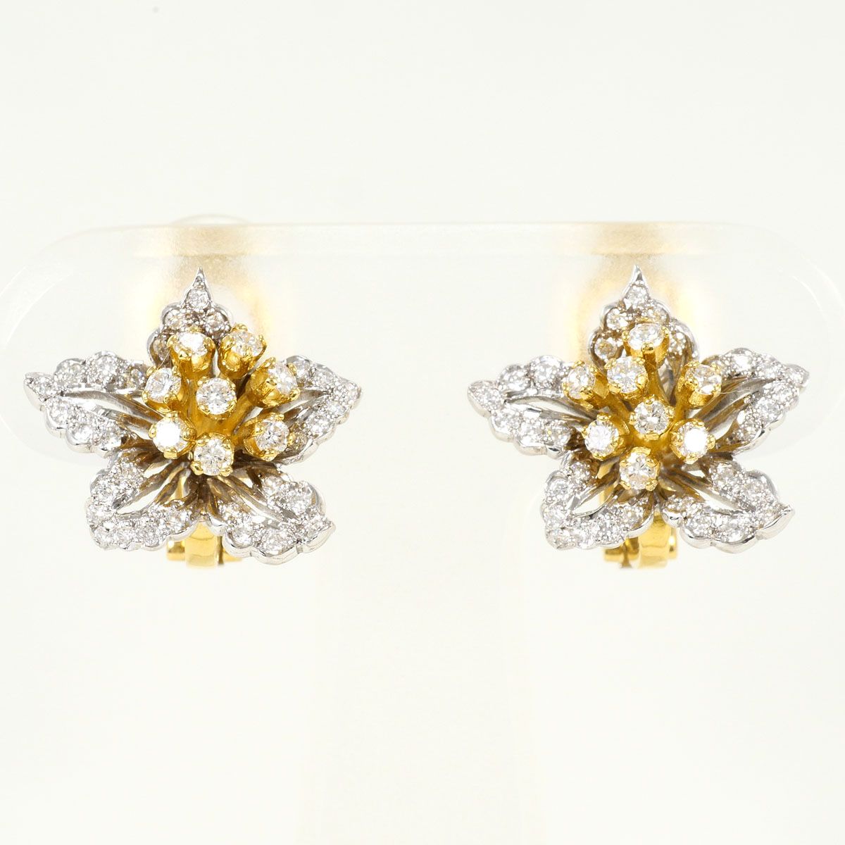 K18YGWG イヤリング clip-on earrings ダイヤモンド 0.85ct 鑑別書 総
