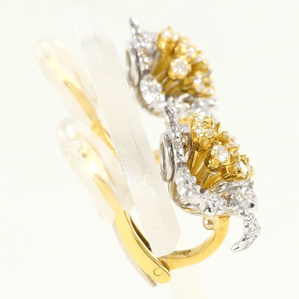 K18YGWG イヤリング clip-on earrings ダイヤモンド 0.85ct 鑑別書 総重量約7.1g