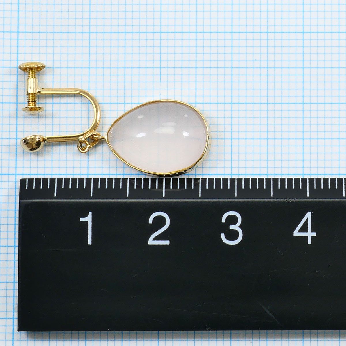 K18YG イヤリング clip-on earrings ローズクォーツ 総重量約3.8g