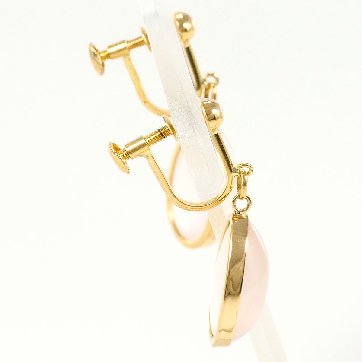 K18YG イヤリング clip-on earrings ローズクォーツ 総重量約3.8g