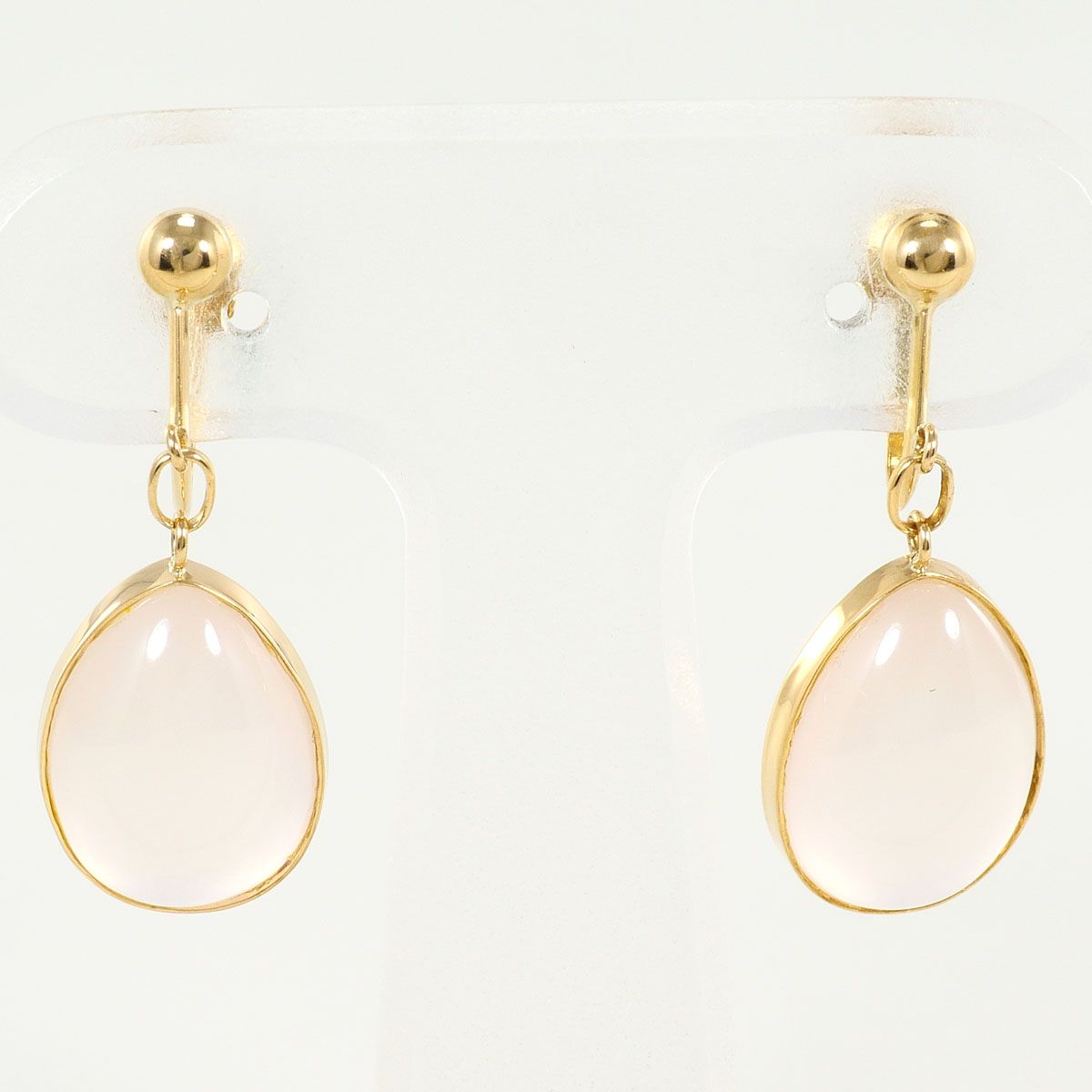 K18YG イヤリング clip-on earrings ローズクォーツ 総重量約3.8g