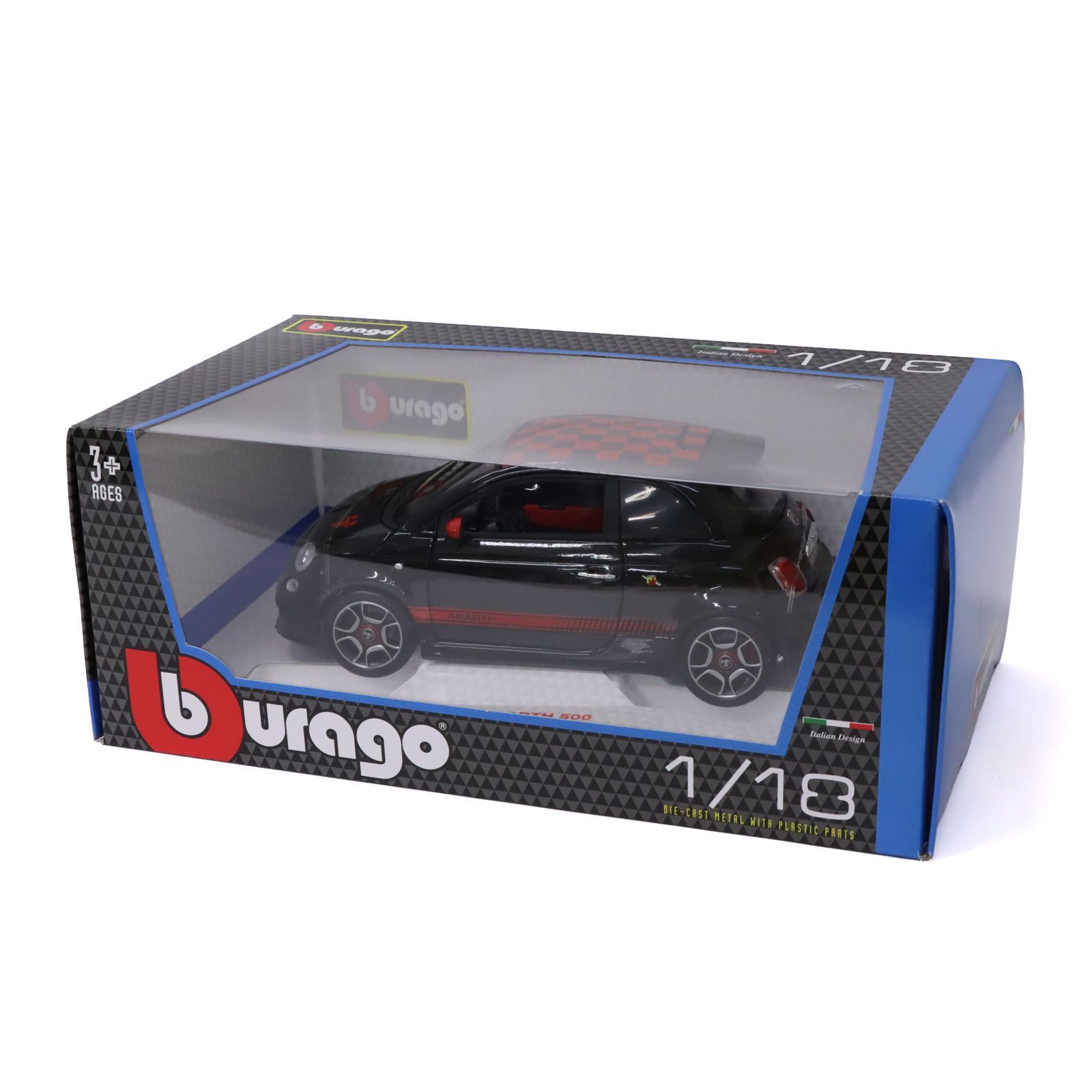 特価品】Bburago 1/18 アバルト 500 ブラック ブラーゴ ミニカー 200