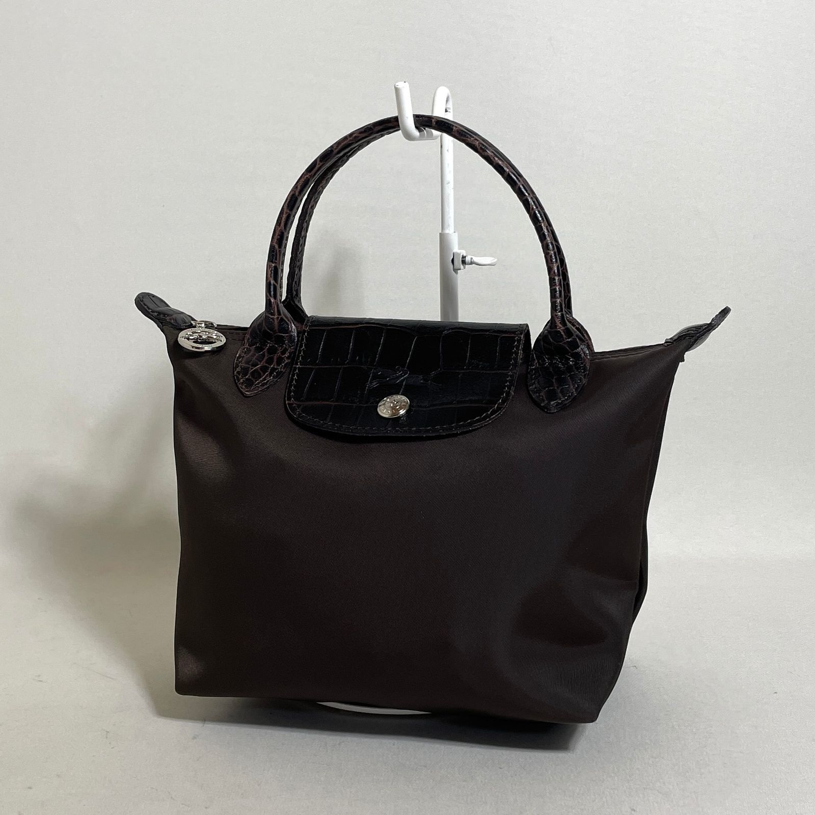 2606-33｜美品｜ロンシャン ル・プリアージュ ハンドバッグ クロコ型押し