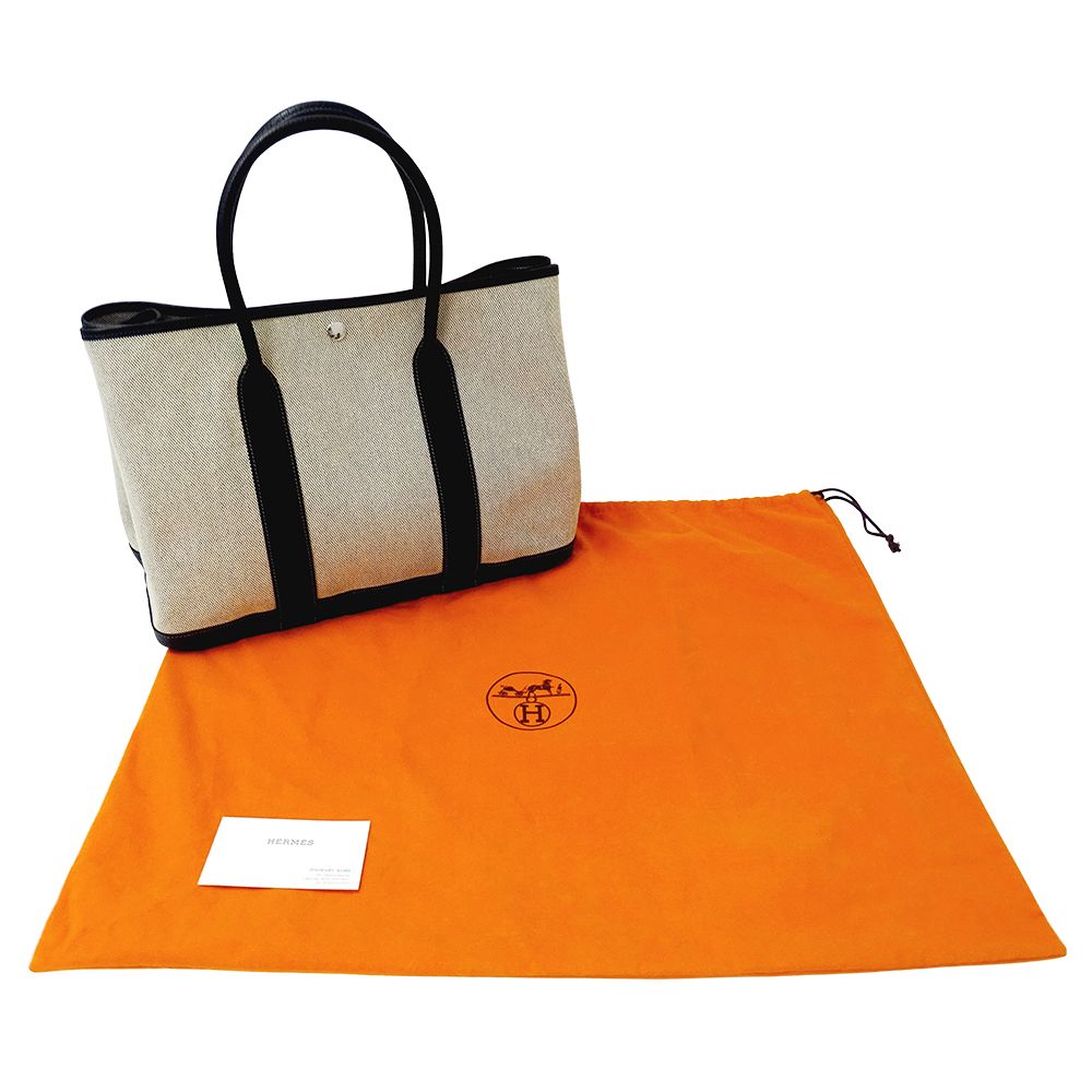 エルメス HERMES バッグ レディース ブランド トートバッグ ガーデンパーティ PM トワルアッシュ ブラック ゴールド金具 □J刻印 【中古】