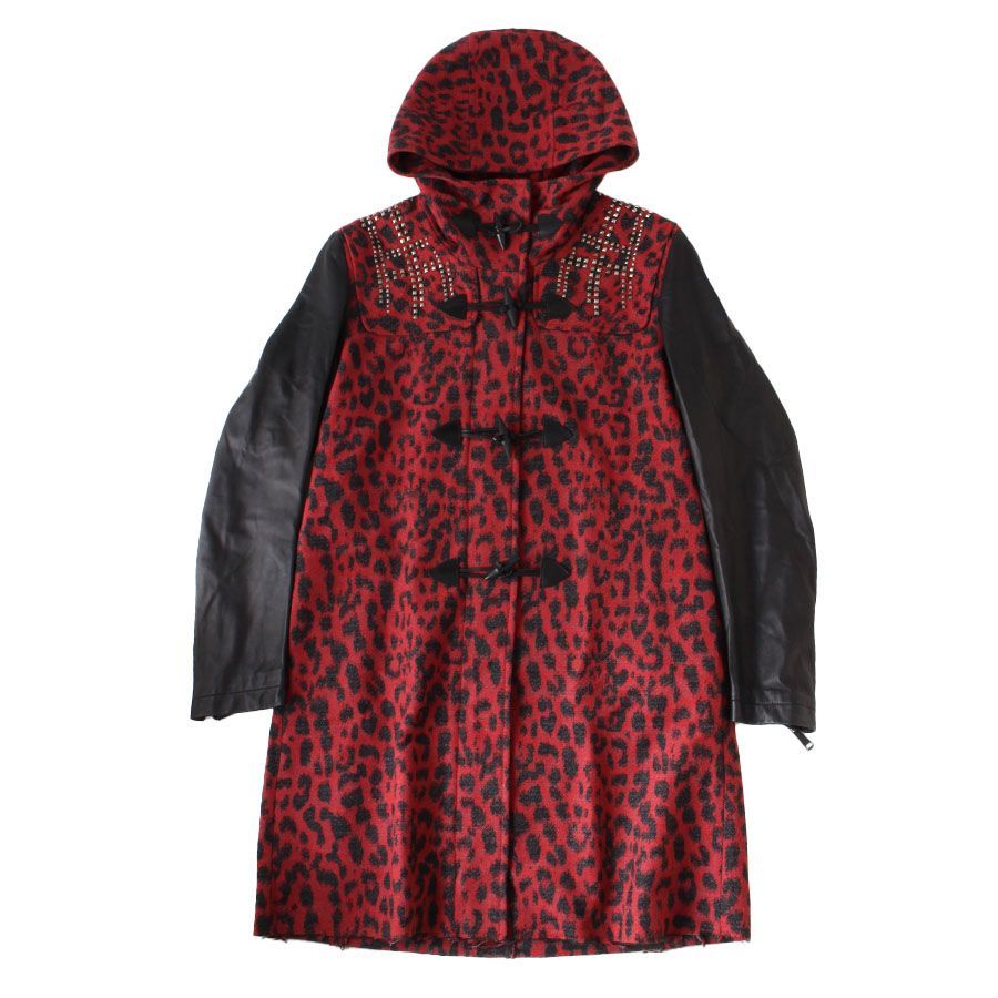 HR0608 DIESEL ディーゼル ダッフルコート 羊革 切替 ヒョウ柄