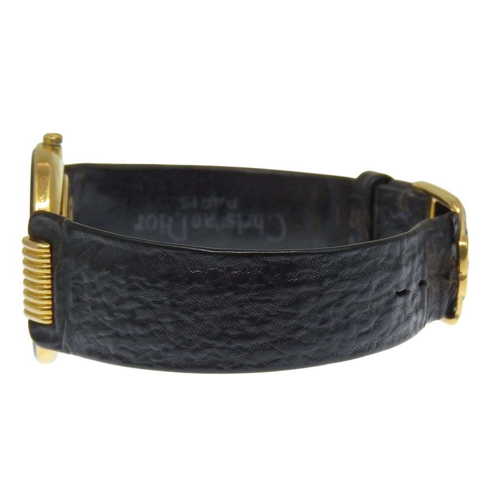 【Dior】ディオール バギラ L47.153.4 金メッキ×レザー クオーツ アナログ表示 レディース 黒文字盤 腕時計