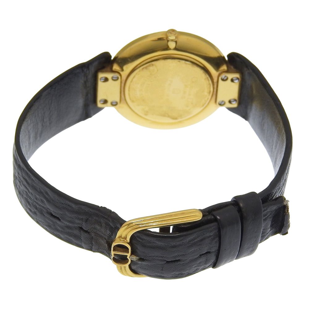 【Dior】ディオール バギラ L47.153.4 金メッキ×レザー クオーツ アナログ表示 レディース 黒文字盤 腕時計