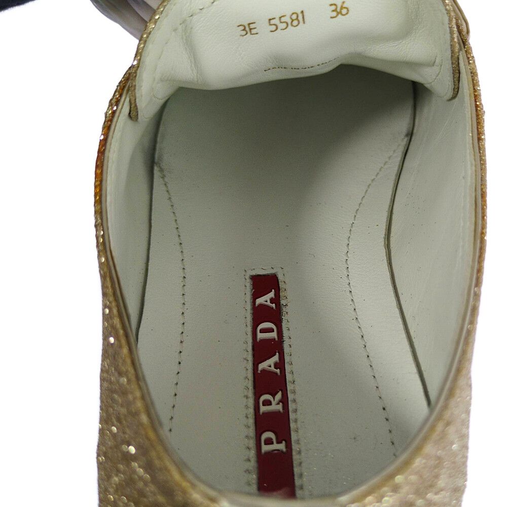 PRADA プラダ グリッター スニーカー靴 36 ゴールド【オールシーズン】【♀】【A】【レディース】★■618073【中古】