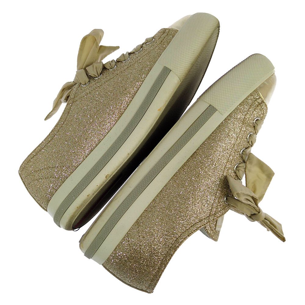 PRADA プラダ グリッター スニーカー靴 36 ゴールド【オールシーズン】【♀】【A】【レディース】★■618073【中古】