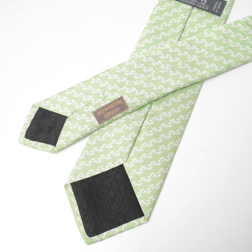 HERMES Hロゴ ジャカードネクタイ □美品□HERMES エルメス ネクタイ ヘヴィシルクタイ Hロゴ ジャ