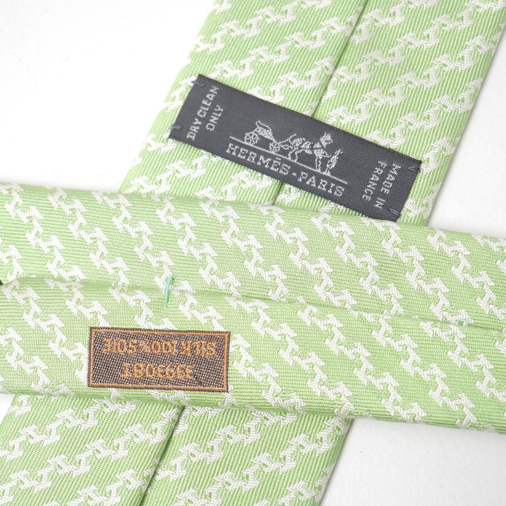 HERMES Hロゴ ジャカードネクタイ □美品□HERMES エルメス ネクタイ ヘヴィシルクタイ Hロゴ ジャ