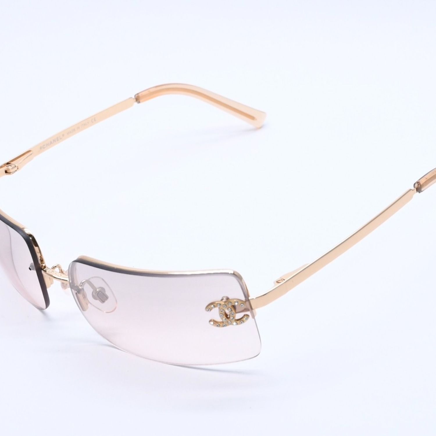 極美品 CHANEL シャネル ハーフリム サングラス アイウェア 4104-B c