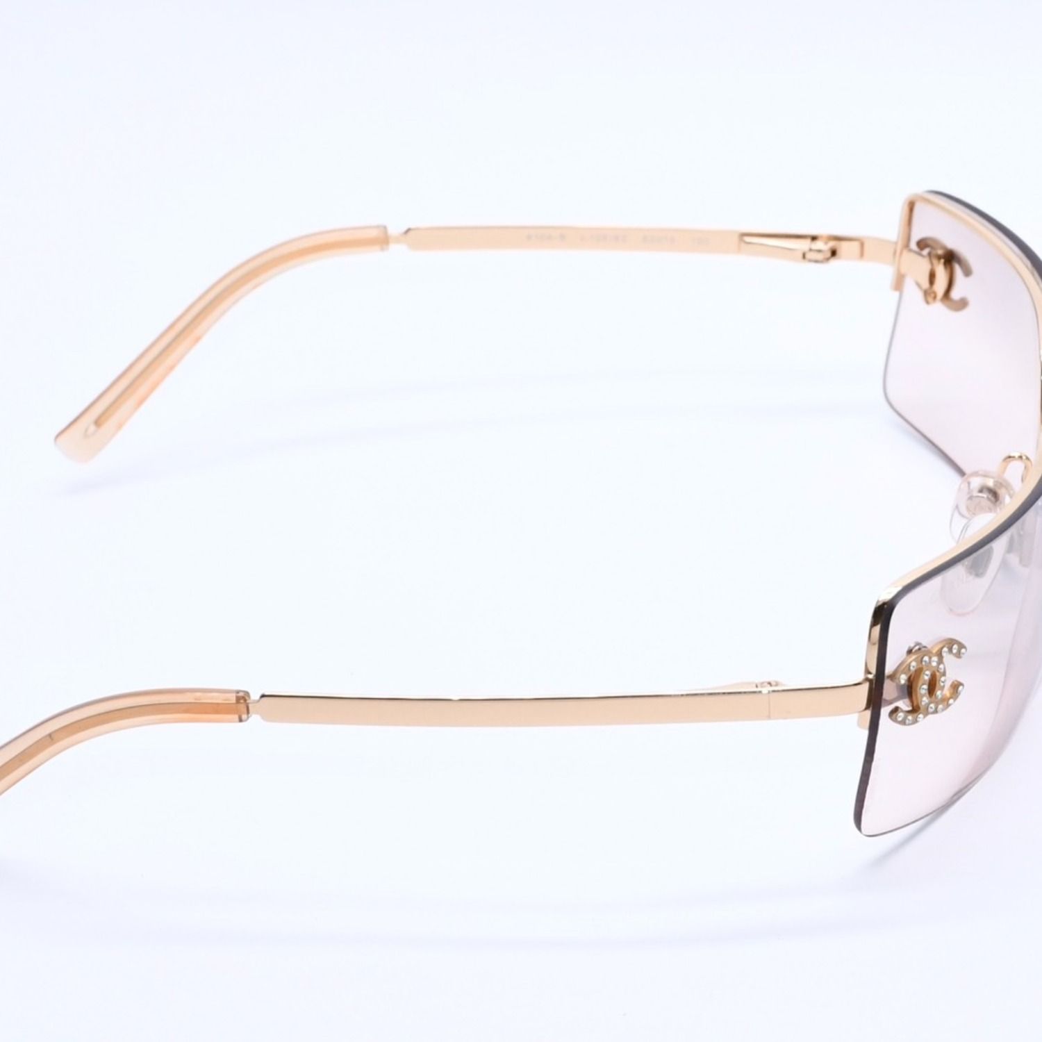 極美品 CHANEL シャネル ハーフリム サングラス アイウェア 4104-B c