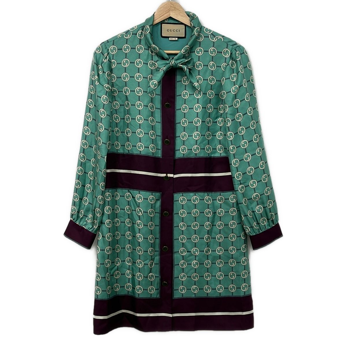 GUCCI(グッチ) ワンピース サイズ40 M レディース美品 - 633275 ライトグリーン×ボルドー×マルチ