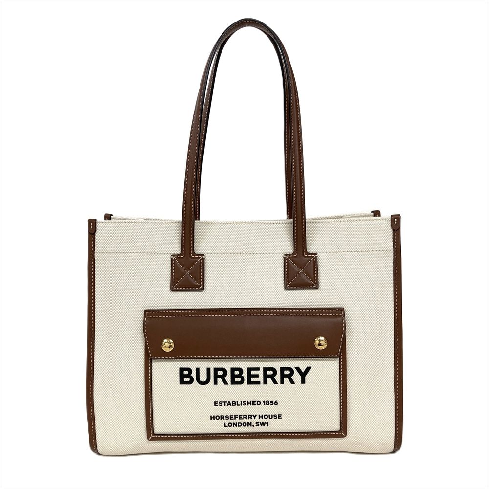 バーバリー BURBERRY スモール フレイヤ トートバッグ 8044138 ベージュ ゴールド金具 ナチュラル/タン ユニセックス【中古】