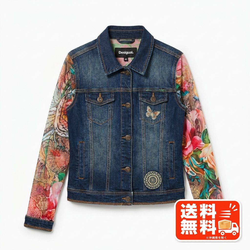 Desigual デシグアル デニムジャケット 花柄 刺繍 40サイズ 個性派 KAPITAL風