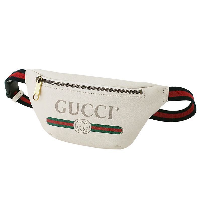 グッチ GUCCI ロゴプリント シェリーライン ボディ ウエストバッグ ホワイト 527792