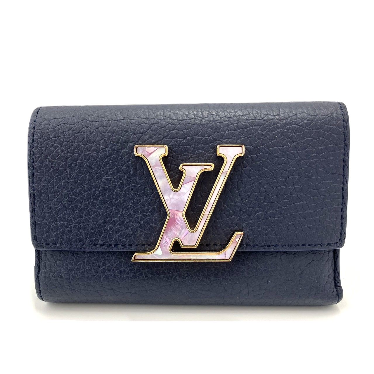 ルイヴィトン ポルトフォイユ カプシーヌ コンパクト 三つ折り財布 ネイビー M14664 Louis Vuitton 中古