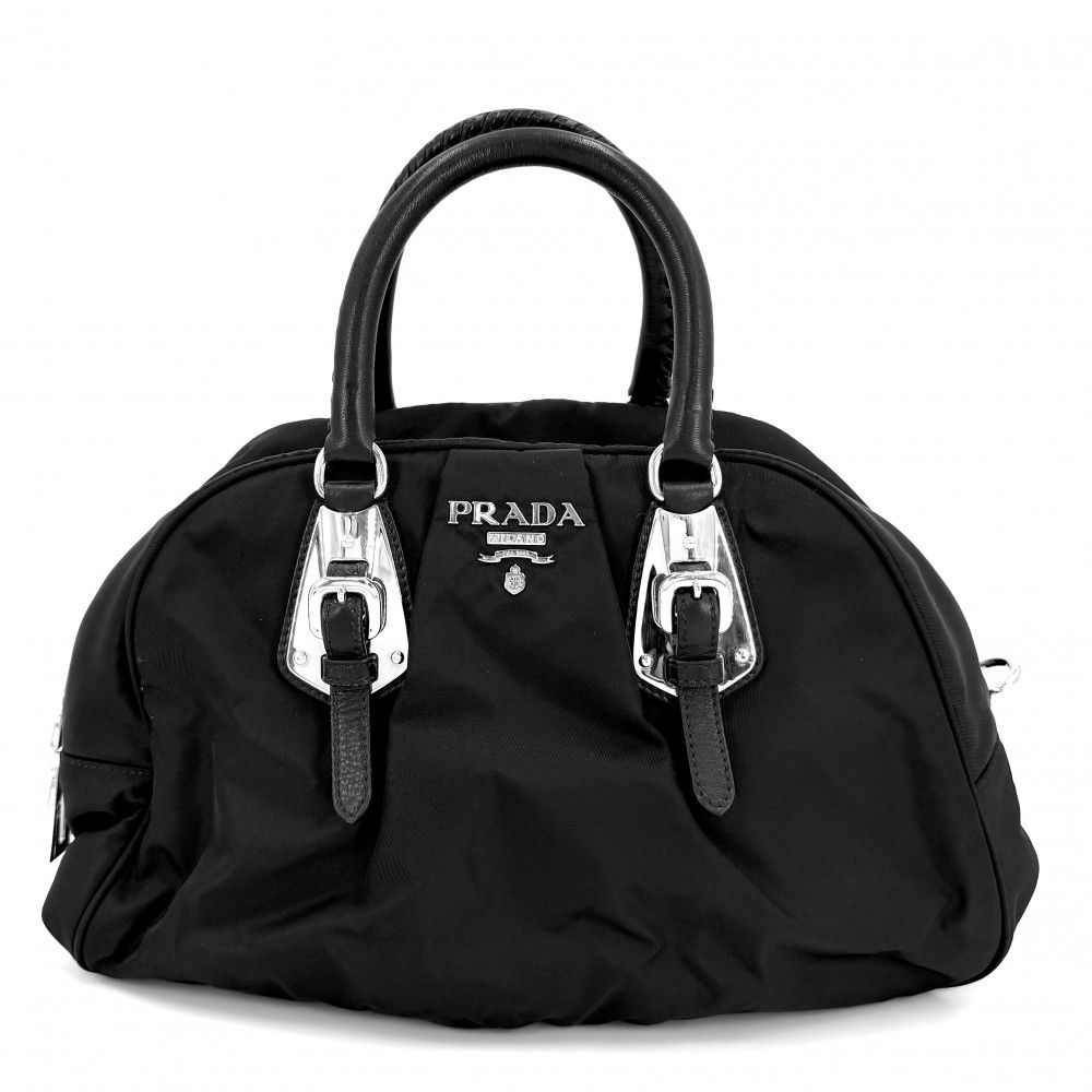 プラダ ハンドバッグ レディース トライアングルロゴ PRADA BL0523 ナイロン ブラック 黒 シルバー金具【中古品】