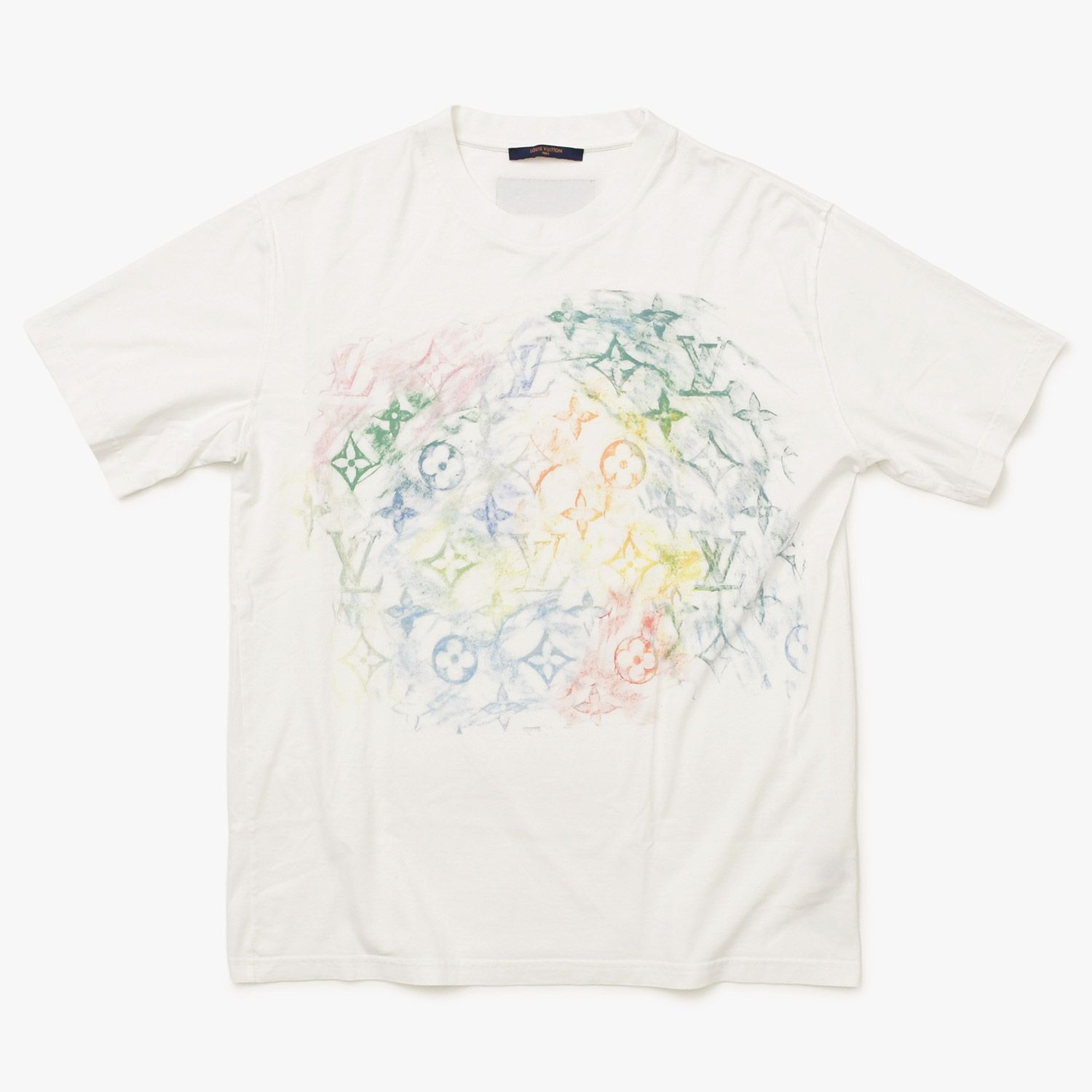 極美品 LOUIS VUITTON ルイヴィトン パステルモノグラム Tシャツ VCCM09 ヴァージルアブロー 2021SS マルチカラークレヨン ホワイト XLサイズ 中古 4a004087