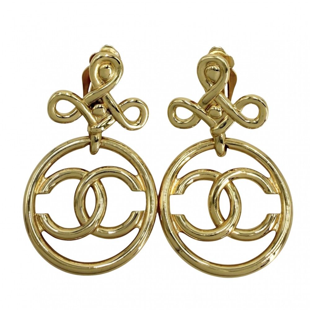 シャネル イヤリング レディース ココマーク アクセサリー ヴィンテージ スイング ラウンド CHANEL GP ゴールド 約34.6g【中古品】