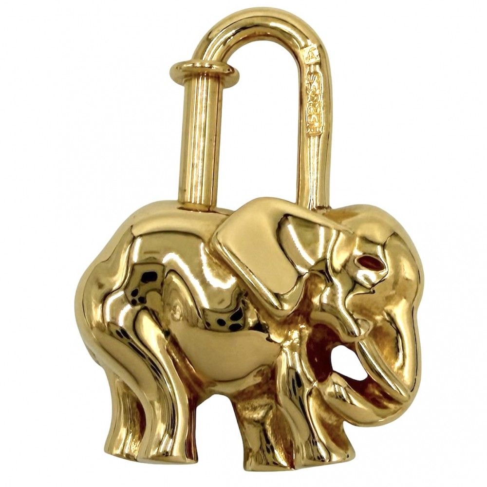 エルメス ペンダントトップ レディース エレファント 象 カデナ パドロック バッグチャーム アクセサリー HERMES ゴールド 約30.4g 美品【中古品】