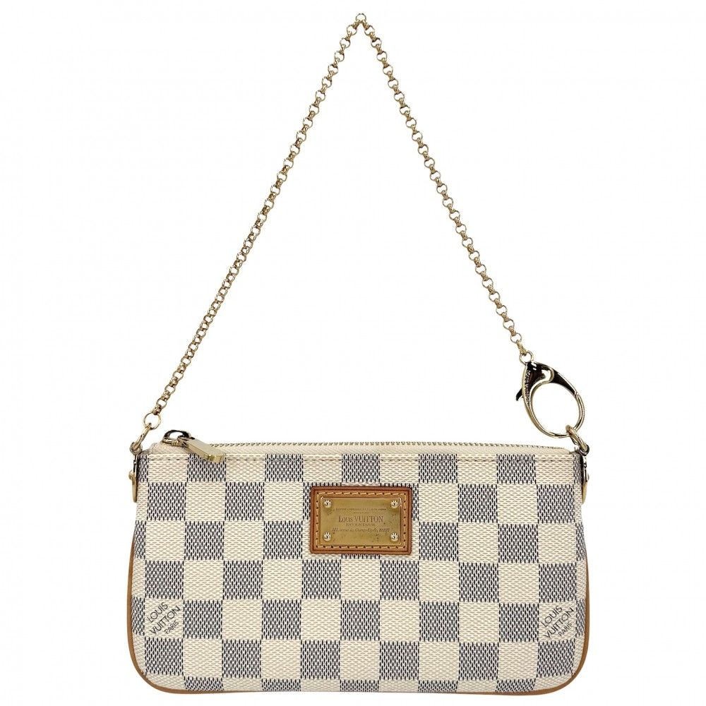 ルイヴィトン ハンドバッグ レディース ポシェットミラMM アクセサリーポーチ チェーン LOUIS VUITTON N60027 ダミエアズールキャンバス ホワイト 白 ゴールド金具【中古品】