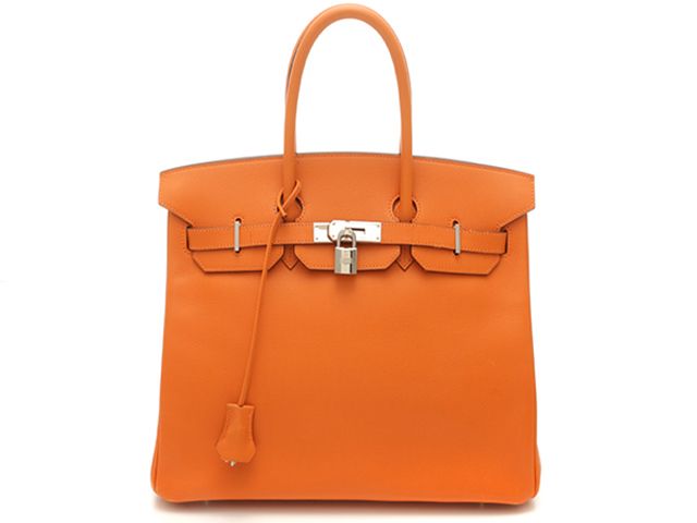 HERMES　エルメス　バッグ　バーキン35　オレンジ/シルバー金具　内縫い　□I刻印　ヴォーエプソン　オレンジ 【中古】【430】
