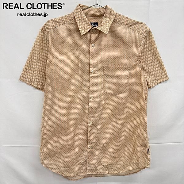 STUSSY/ステューシー オールドステューシー 90s 紺タグ 総柄 半袖 シャツ/L