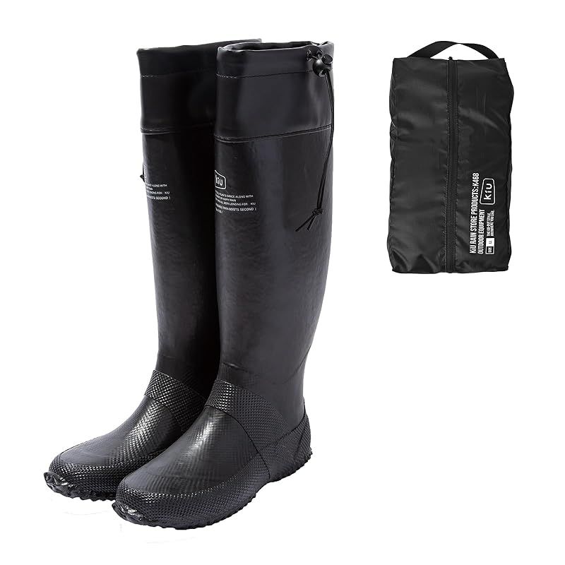 【新品】 KiU キウ パッカブルレインブーツ 2ND PACKABLE RAIN BOOTS 2ND 防水 撥水 長靴 コンパクト 折りたたみ 収納袋 中敷 快適 防災 おしゃれ アウトドア フェス ユニセックス メンズ レディース 男女兼用 ブラック K4