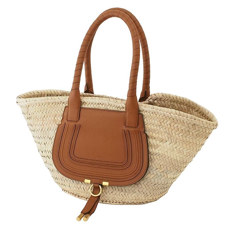 クロエ Chloe マーシー ストロー トートバッグ かごバッグ ナチュラル ブラウン