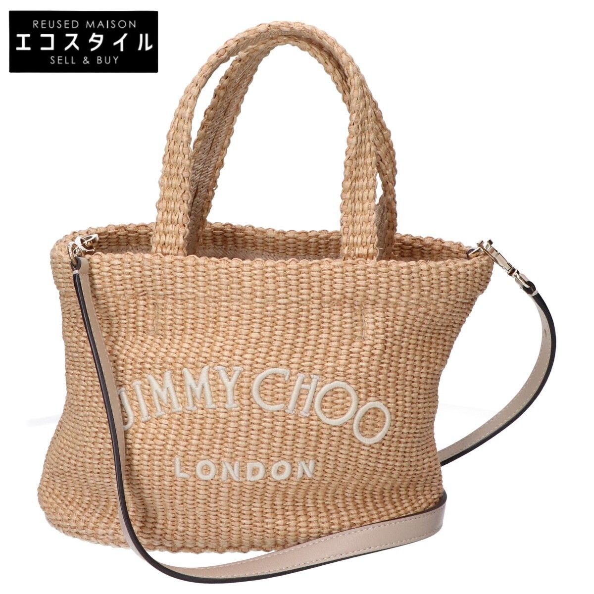 JIMMY CHOO　ジミーチュウ　ラフィア ビーチ トート ウエスト ミニ 2WAYショルダー