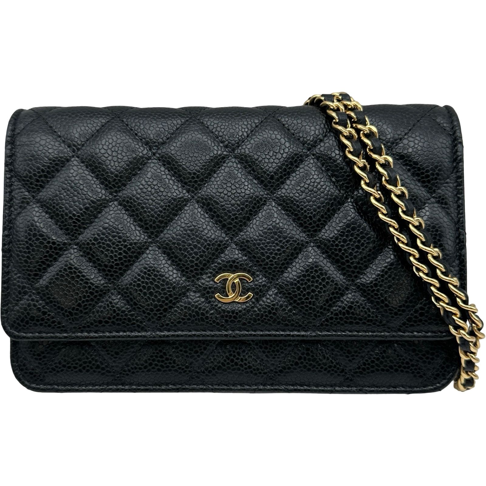 シャネル CHANEL マトラッセチェーンウォレット AP0250 ブラック ゴールド金具 キャビアスキン レディース ショルダーバッグ