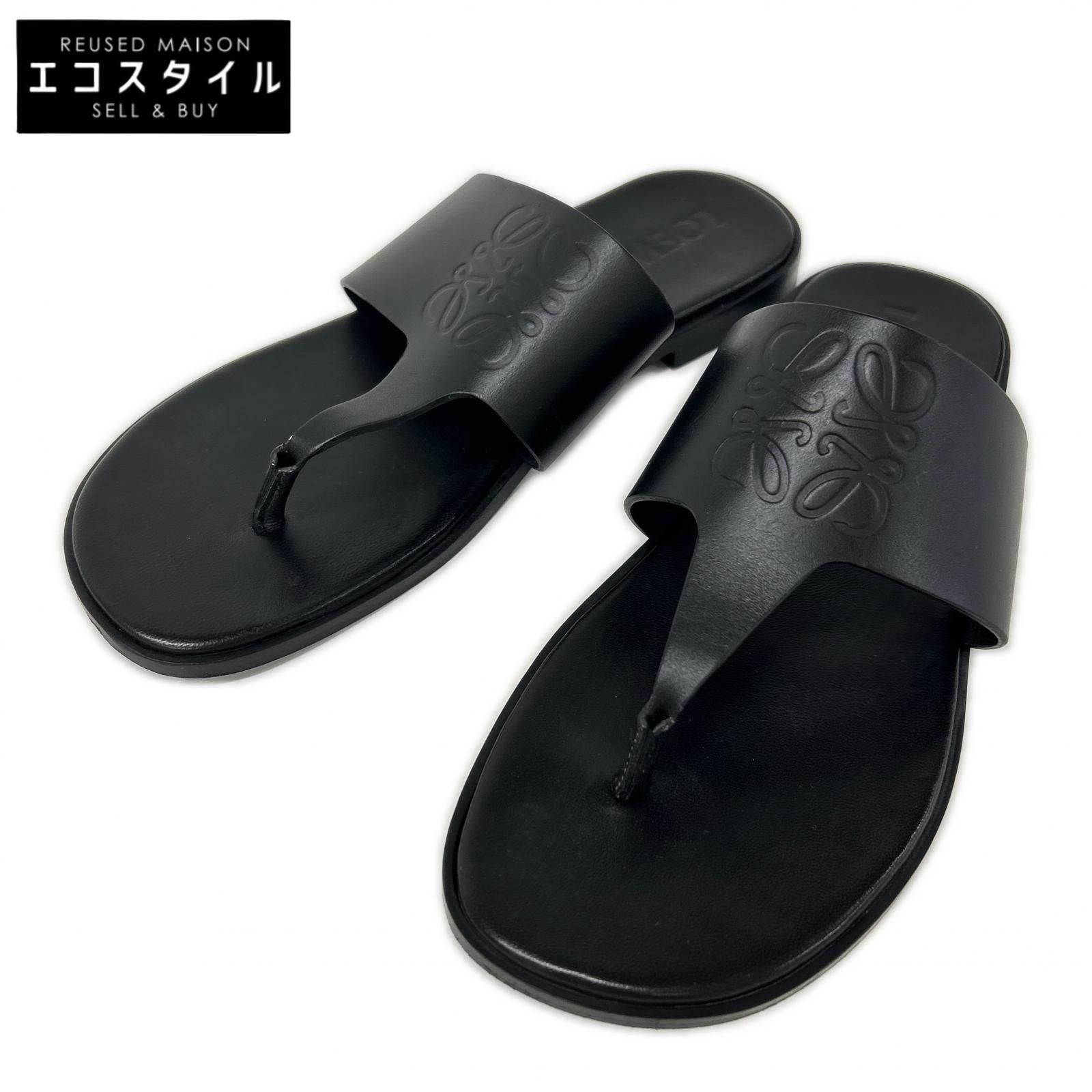 LOEWE　ロエベ　【美品】L616465X16 ANAGRAM FLIP FLOP エンボスアナグラム レザー トングサンダル　37