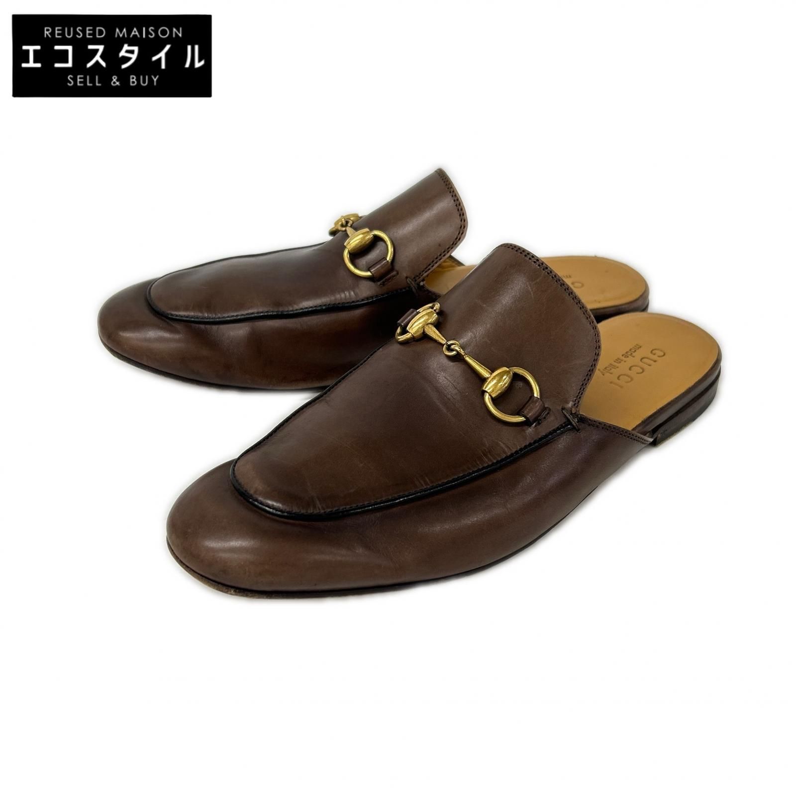 GUCCI　グッチ　426219 プリンスタウン ホースビット レザー スリッパ　7