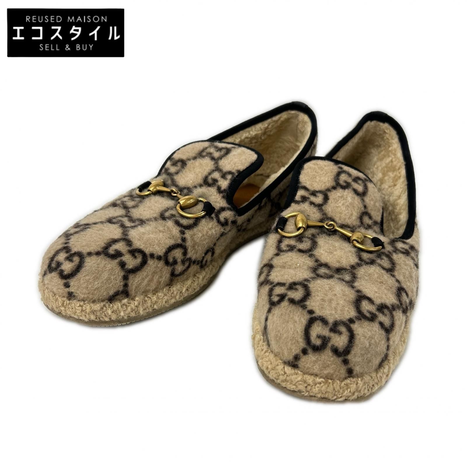 GUCCI グッチ 575850 GG ウール インナーボア ホースビット ローファー 7