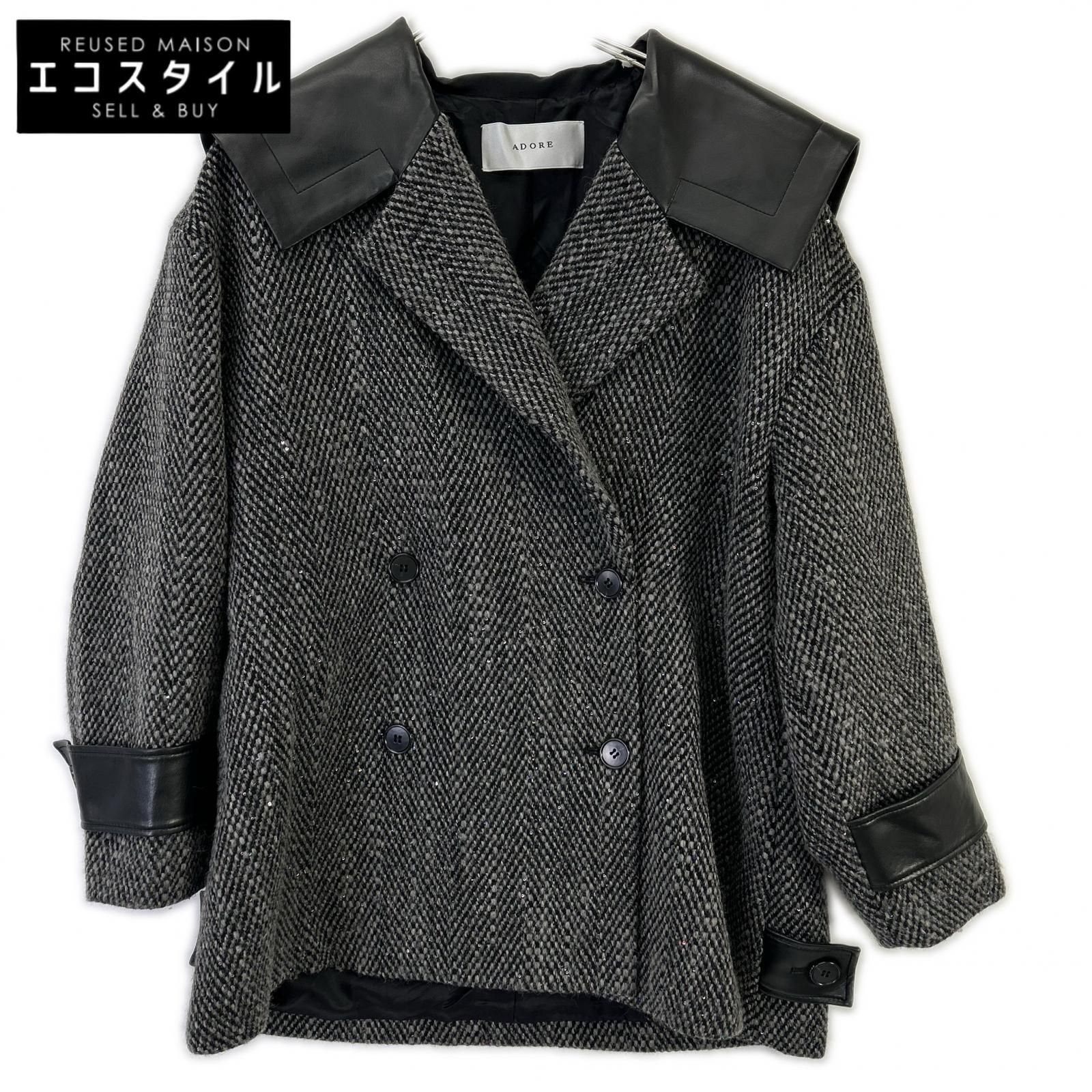 ADORE　アドーア　531-4250104 24年製 グレー スパングルツイードジャケット　38